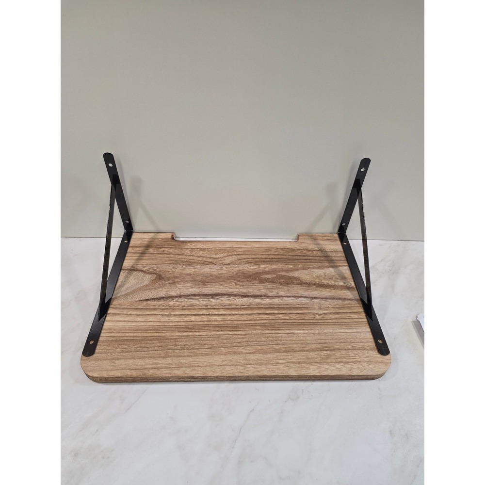 Rustic Industrial Floating Shelf 10.75 x 16.50 Wood Grain Black Metal Brackets